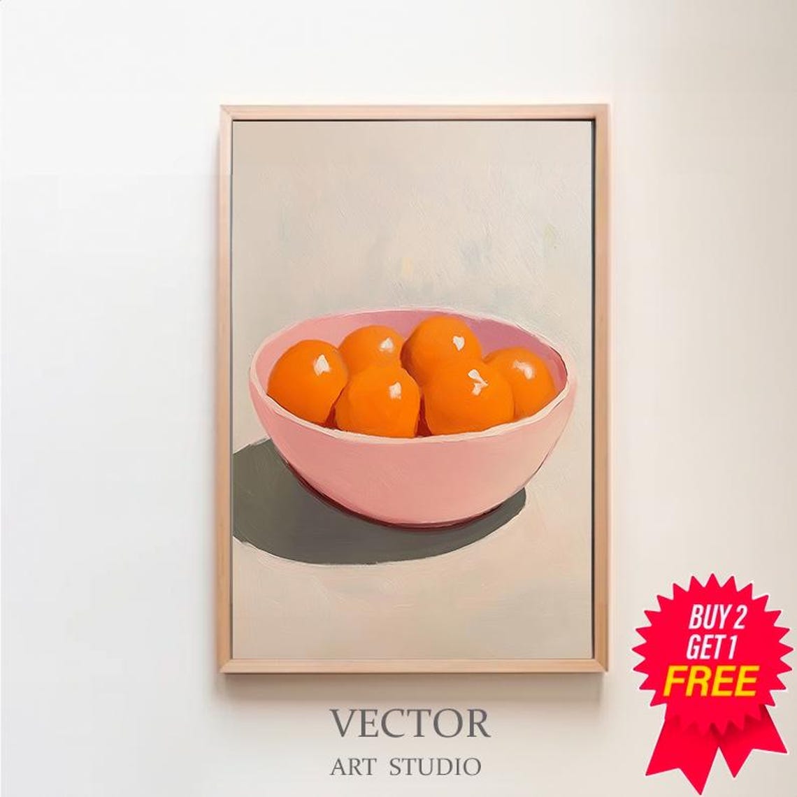 Simple Still Life Of Oranges In A Pink Bowl Warm Neutral Poster