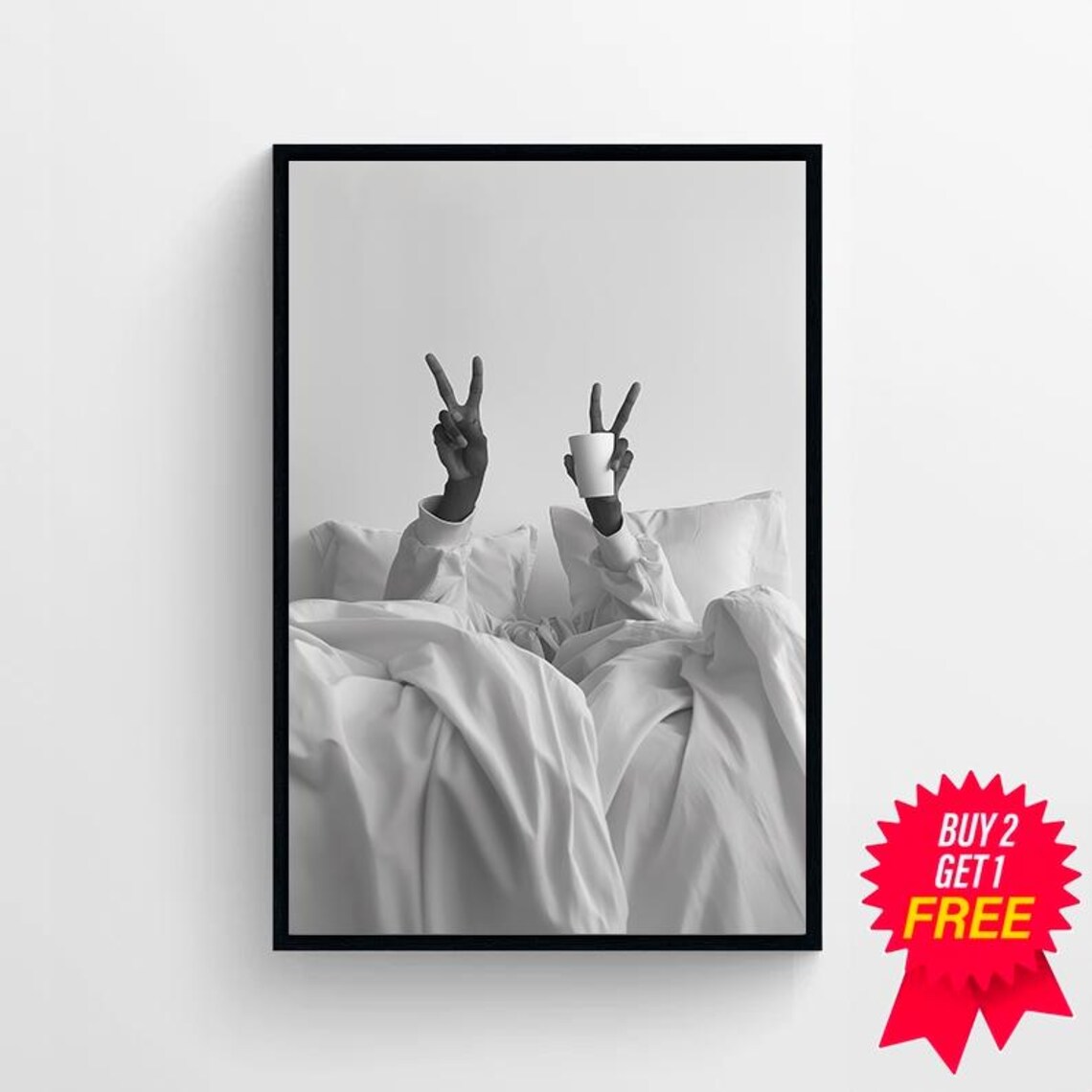Woman Drinking Coffee In Bed Print Feminist Poster Black And White Coffee Shop Decor Dining Room Art Kitchen Wall Art - Image 4