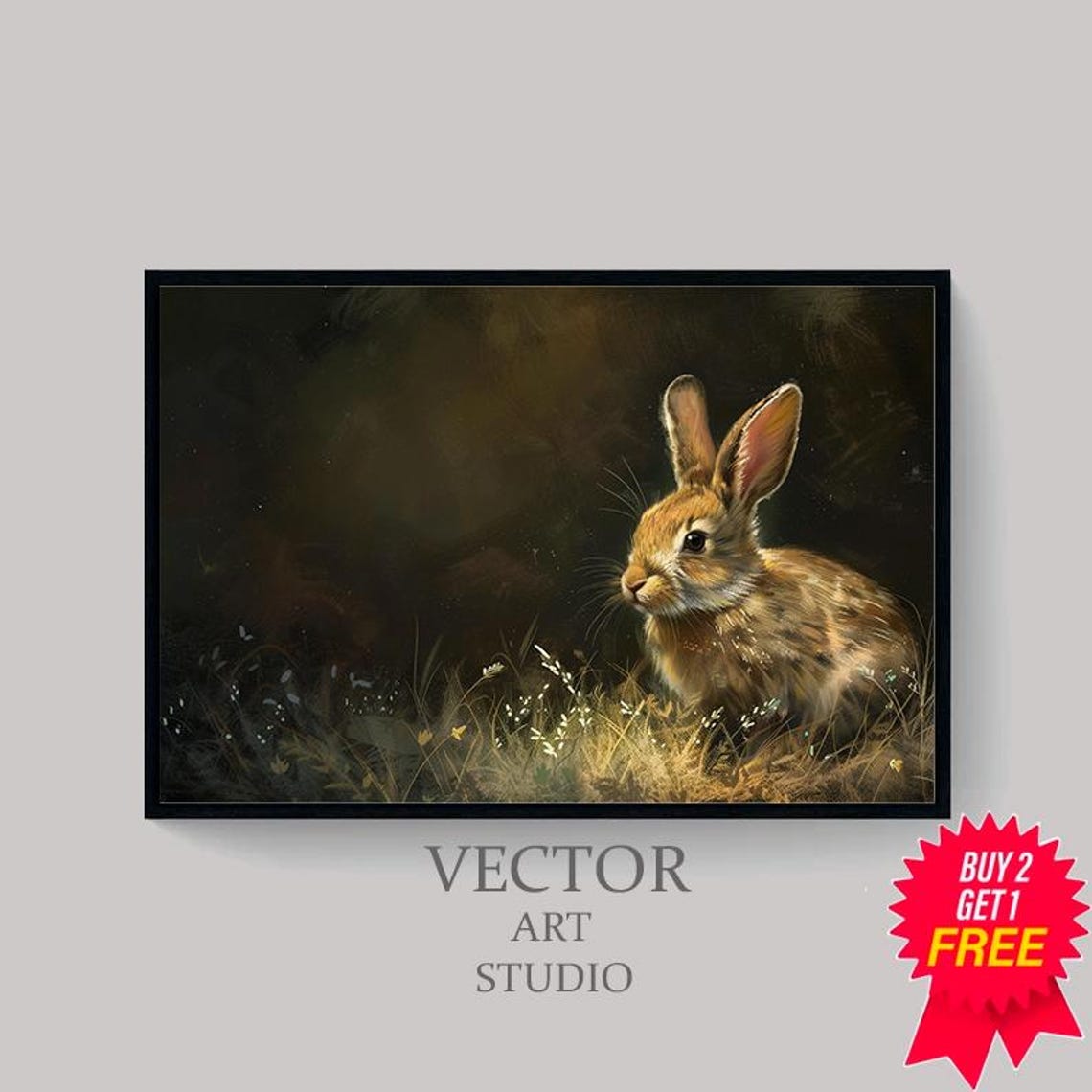 Dark Easter Frame Tv Art Neutral Bunny Painting Tv Rabbit Spring Screensaver Moody Easter Decor - Image 4