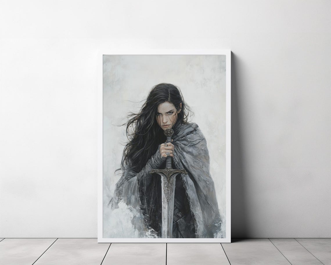 Hecate Dark Goddess Gripping Sword Cloaked Warrior Portrait Poster - Image 3