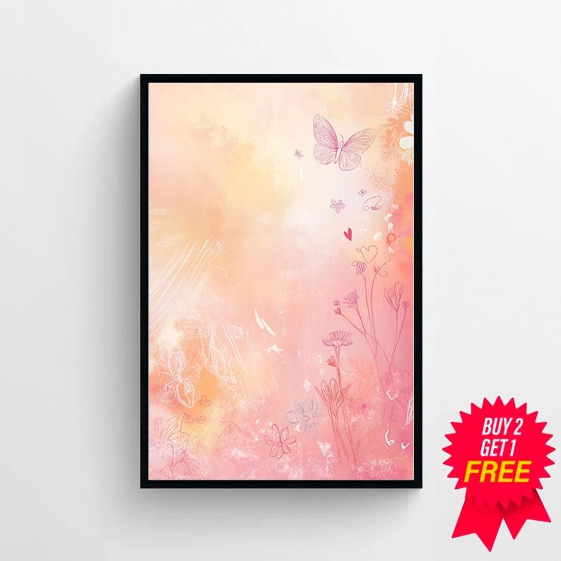 Abstract Giclee Wall Art Colorful Butterfly Art Large Oil Painting Oversize Abstract Art Mid Century Modern Original Art Print - Image 4