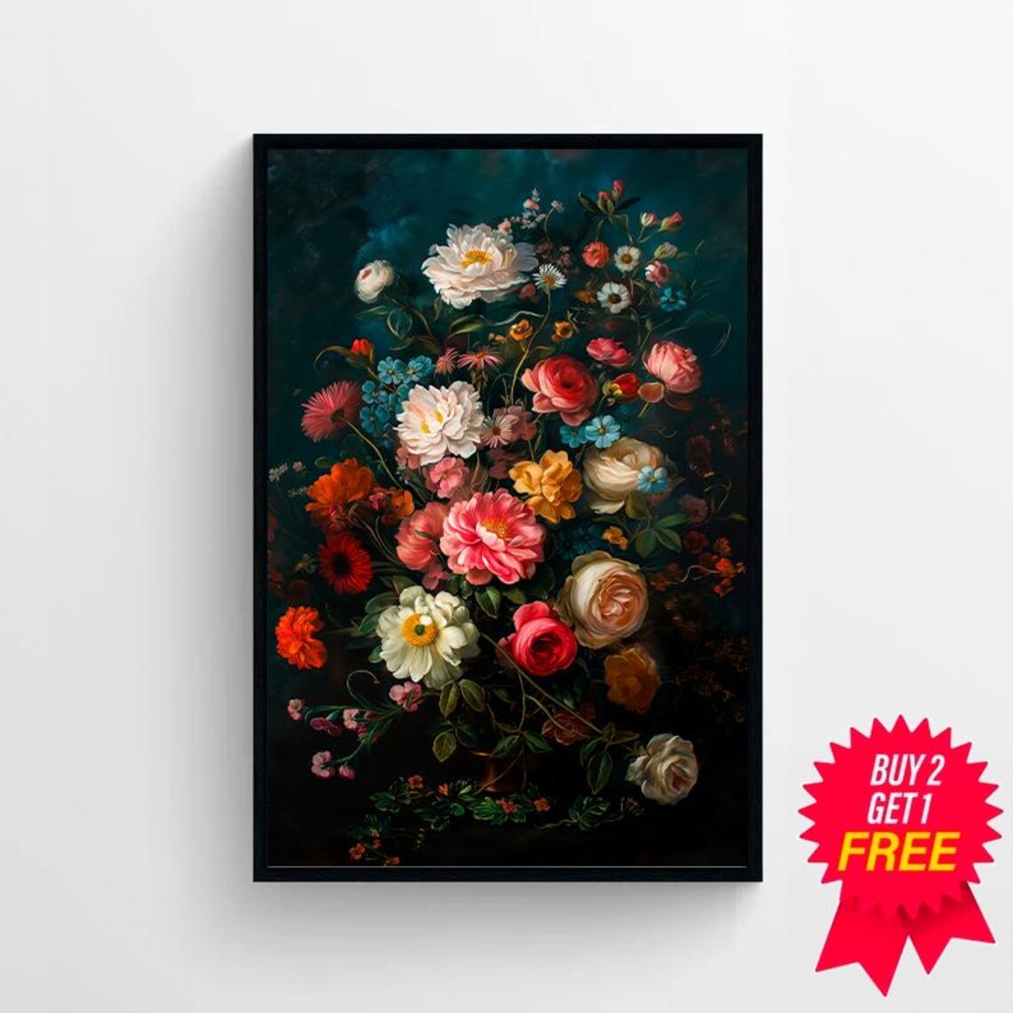 Dark Academia Roses, Moody Vintage Floral Art Print - Image 4