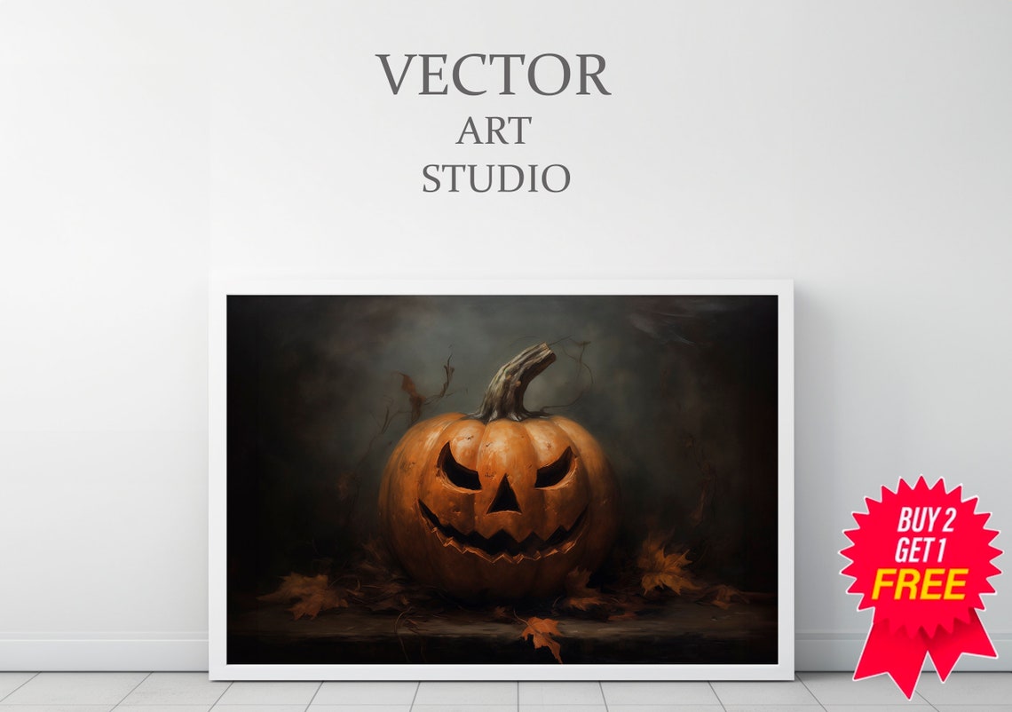 Sinister Grinning Jack O Lantern Dark Moody Halloween Art Poster - Image 3