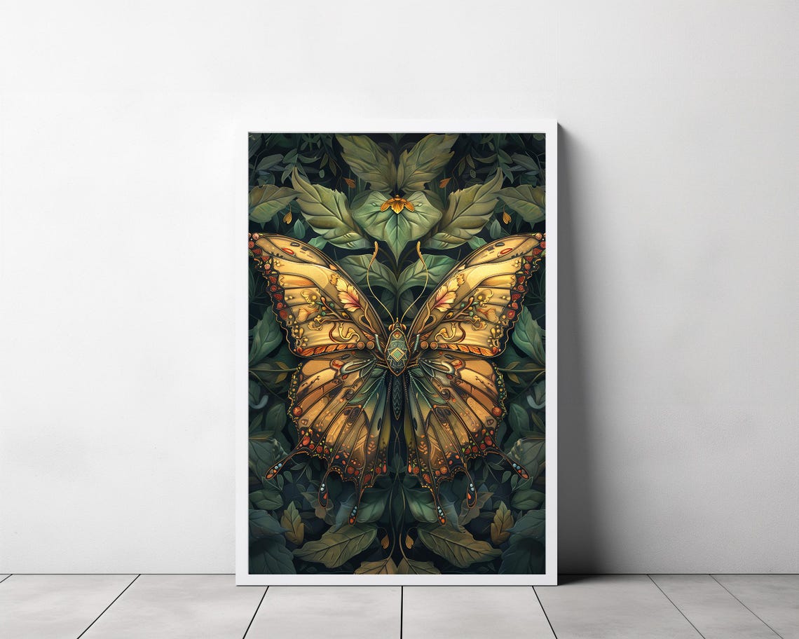 William Morris Inspired Butterfly Art Print Butterfly Print Butterfly Wall Art Large Wall Art Butterfly Decor Gift - Image 3