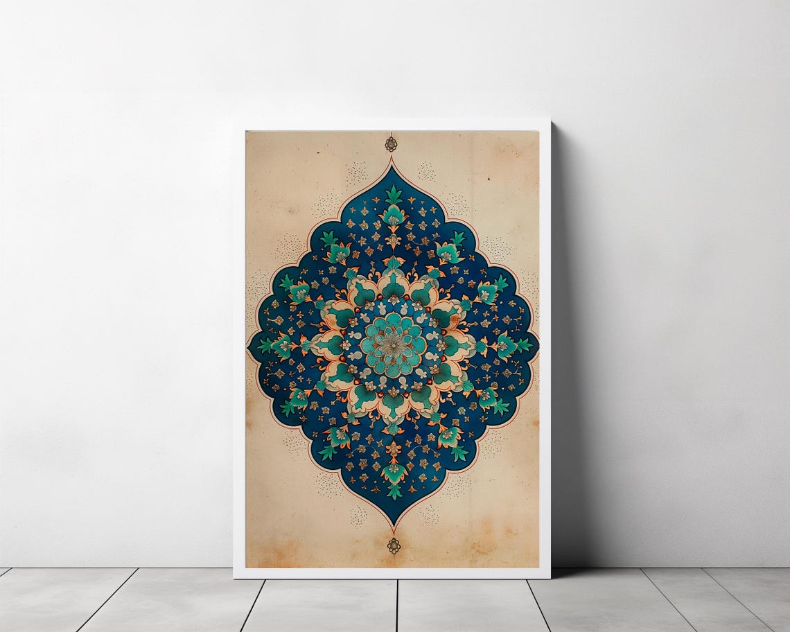 Islamic Geometric Art Artful Pattern Art Modern Islamic Wall Art Boho Islamic Poster Floral Tile Print Eid Decoration Muslim Home Decor - Image 3