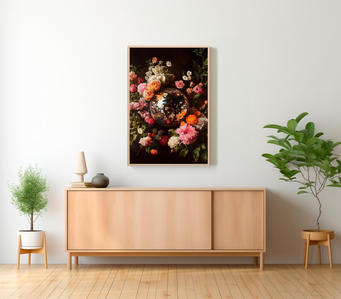 Disco Ball Botanical Art Print, Maximalist Kitsch - Image 2