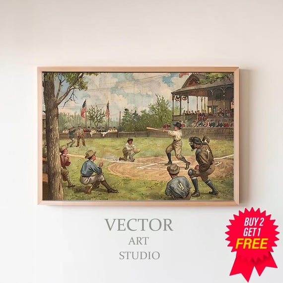 Baseball Print Vintage Prints Sports Poster Baseball Fan Gift Vintage Baseball Art Ball Bat Glove