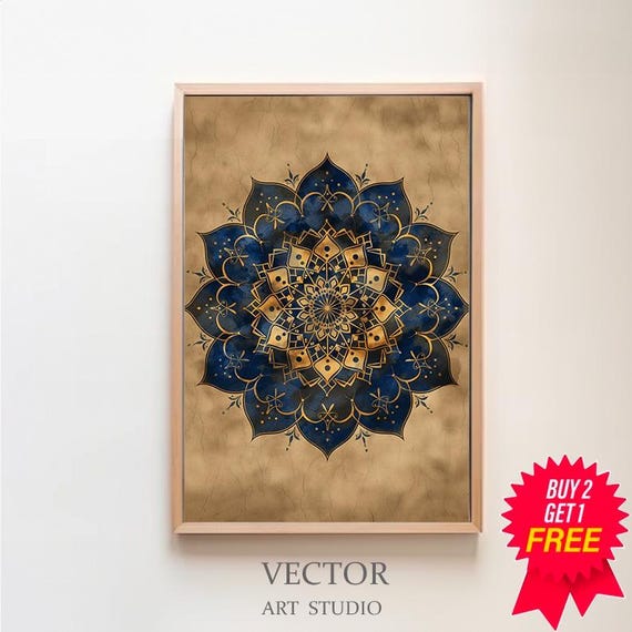 Islamic Geometric Art Artful Pattern Art Vintage Islamic Wall Art Gold Boho Islamic Poster Eid Ramadan Decoration Muslim Home Decor