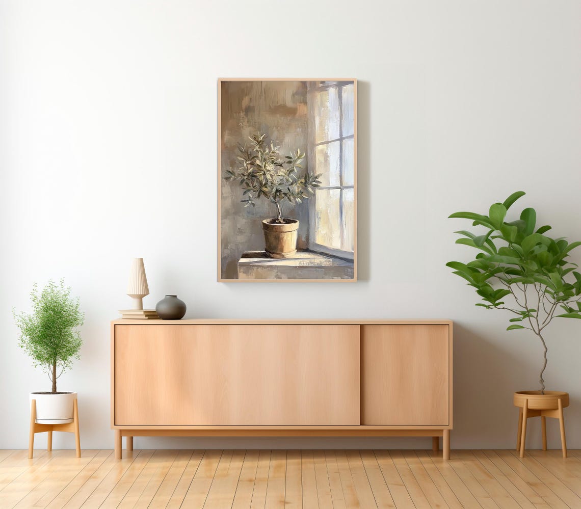 Potted Olive Tree By A Sunlit Window Vintage Still Life Poster - Image 2