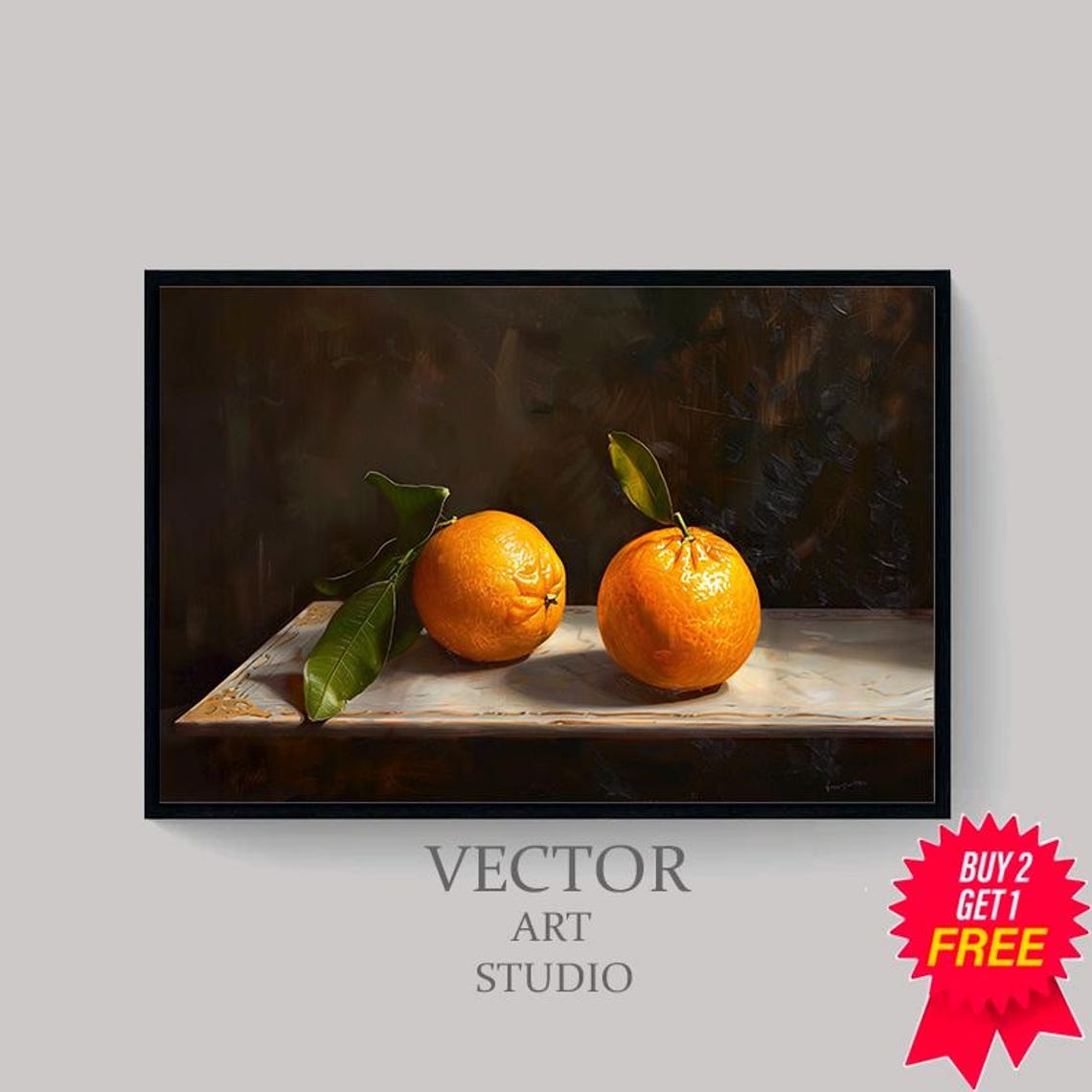 Clementine Still Life Oil Painting Kitchen Wall Art Moody Citrus Fruit Print French Country Decor Vintage Orange Tangerine - Image 4