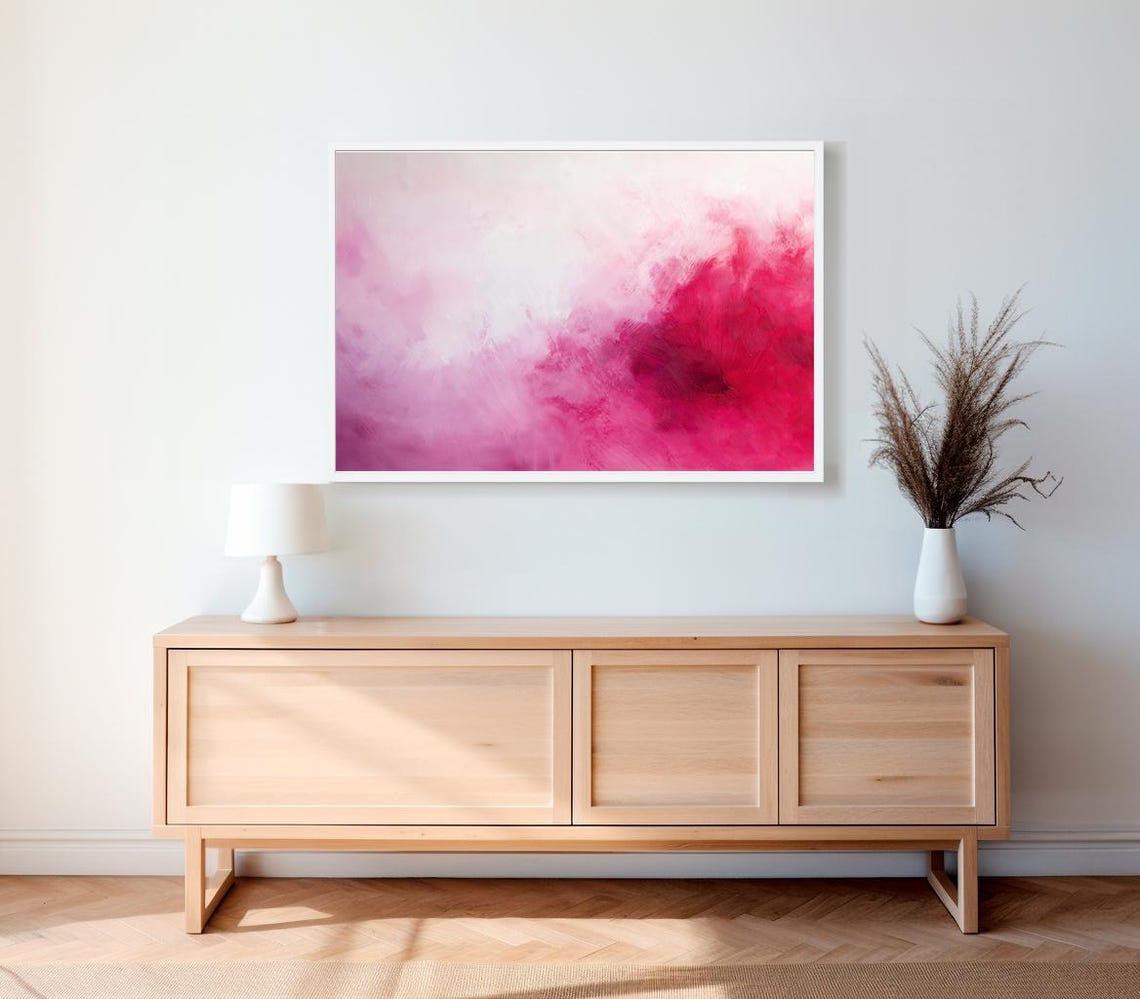Blush Pink To Magenta Dreamy Abstract Color Field Wash Poster - Image 2