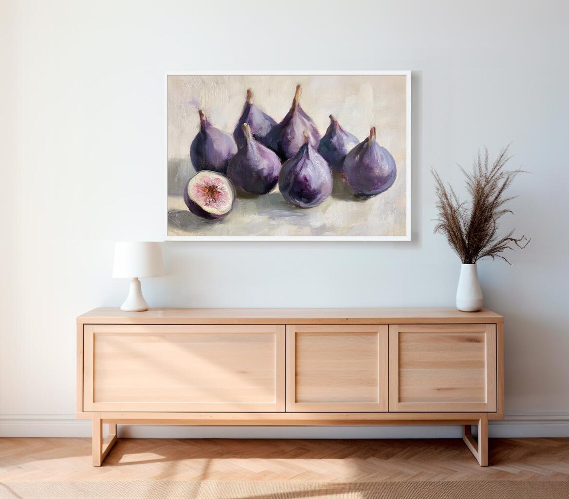 Muted Figs Painting Art Vintage Fruit Still Life - Image 2