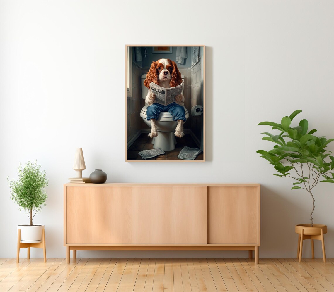 Cavalier King Charles Spaniel Bathroom Art Print - Image 2