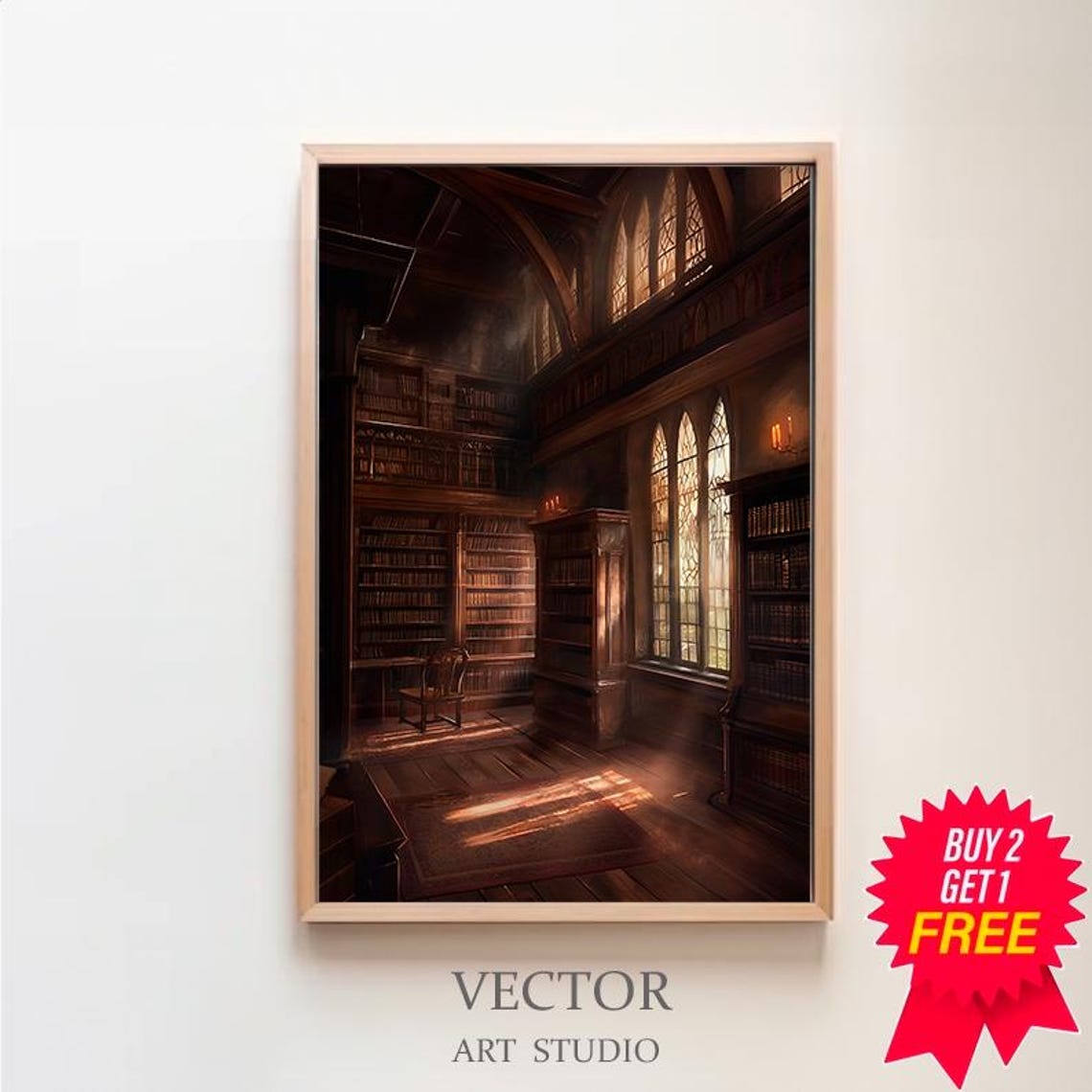 Gothic Library Print Vintage Poster Art Poster Print Dark Academia Reading Gifts Gothic Victorian