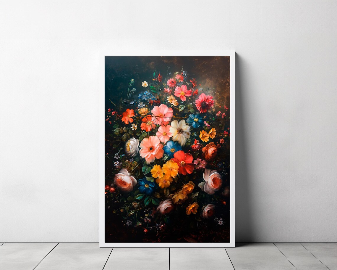 Vintage Dark Academia Roses Floral Art Print - Image 3
