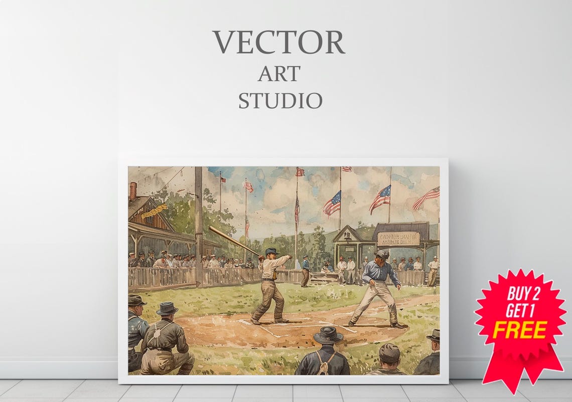 Baseball Print Vintage Prints Sports Poster Baseball Fan Gift Vintage Baseball Art Ball Bat Glove - Image 3
