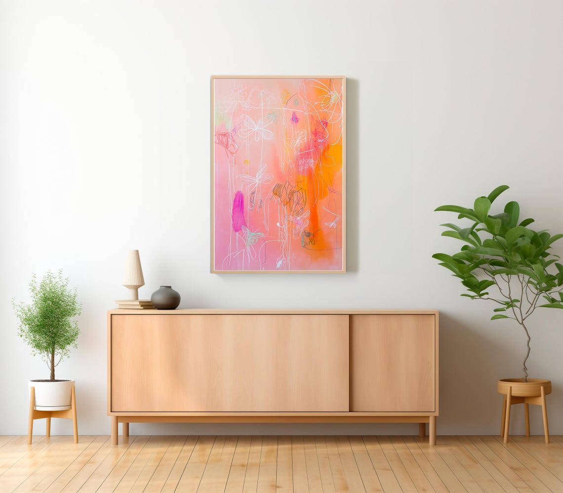 Abstract Giclee Wall Art Colorful Butterfly Art Large Oil Painting Oversize Abstract Art Mid Century Modern Original Art Print - Image 2