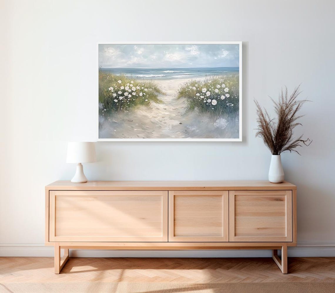 Sandy Beach Path Through Wildflowers And Dunes Coastal Poster - Image 2
