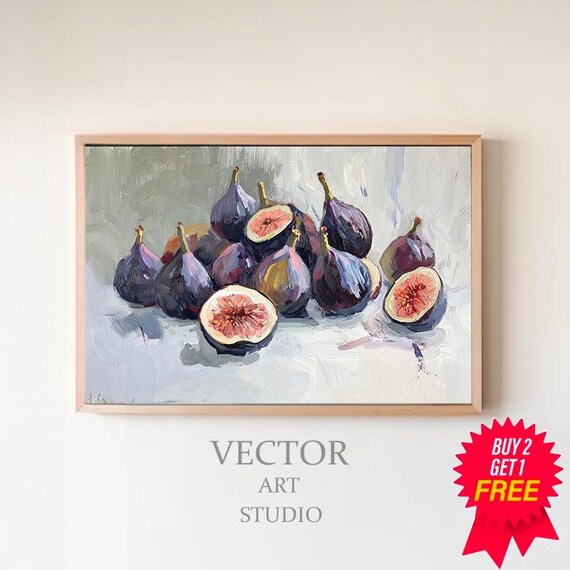 Muted Figs Painting Art Vintage Fruit Still Life