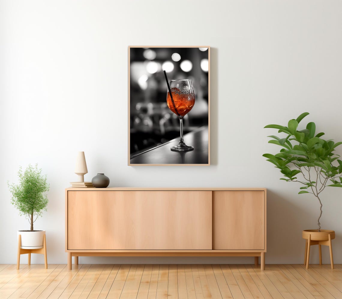 Aperol Cocktail Glass at Night Bar Lights Selective Color Poster - Image 2