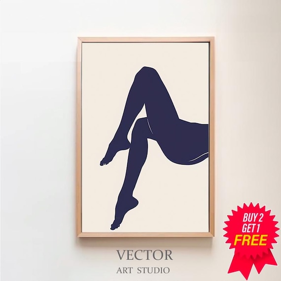 Matisse Style Blue Reclining Legs Minimalist Figure Art Poster