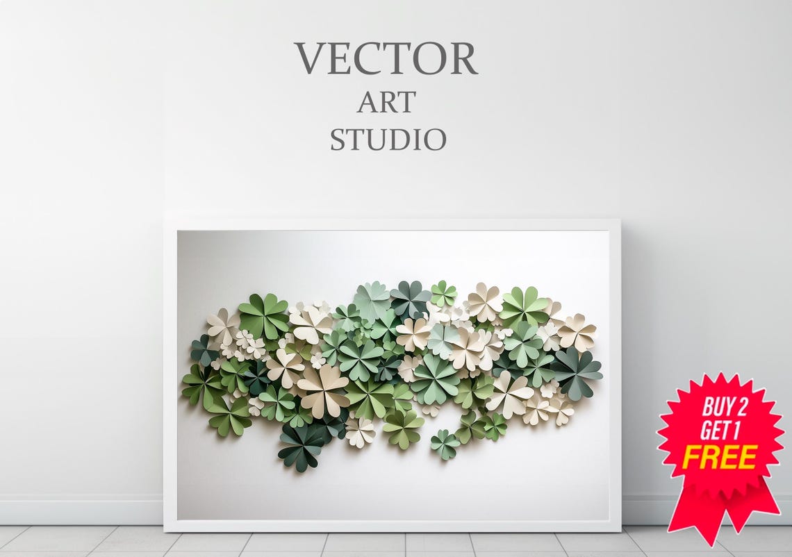 St Patricks Day Frame Tv Art Watercolor Shamrock 3d Frame Tv Art Modern Organic Decor Clover Earth Tone Lg Gallery - Image 3