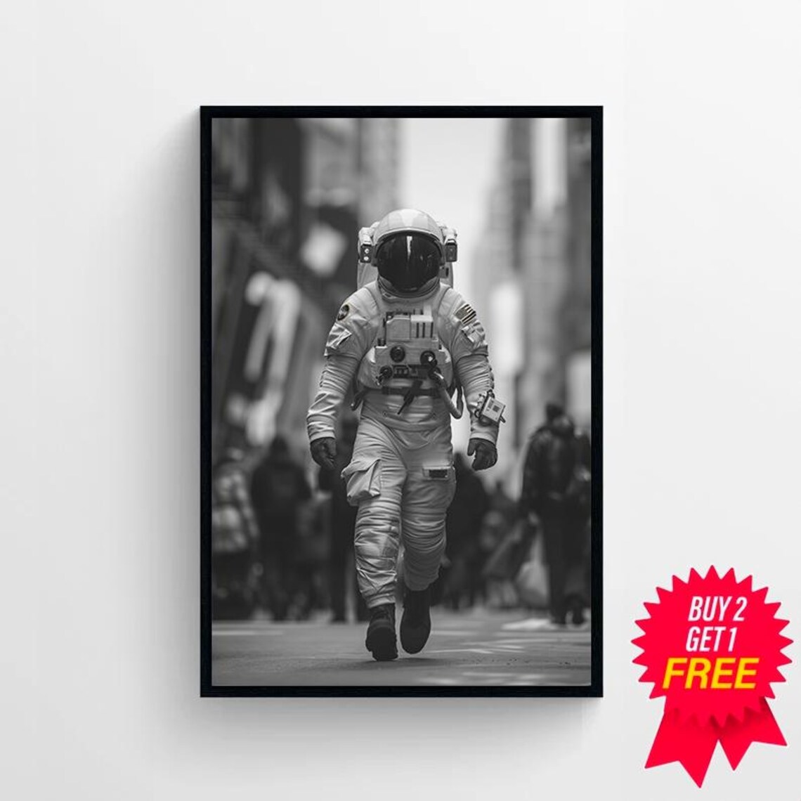 Astronaut Black And White Decor Wall Art On The Streets Humour Wall Art Art - Image 4