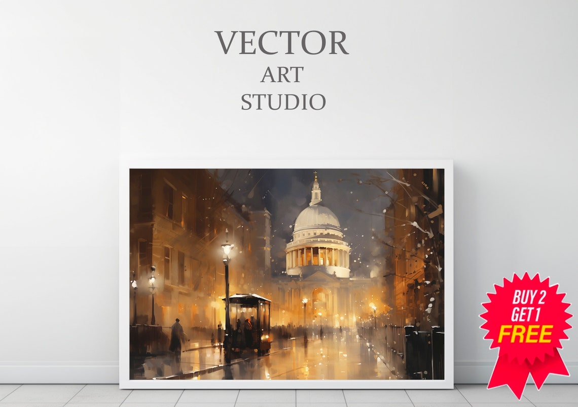 Snowy Winter Night Frame Tv Art Christmas Decor Moody Neutral Christmas Frame Tv Art Vintage Winter City Painting - Image 3