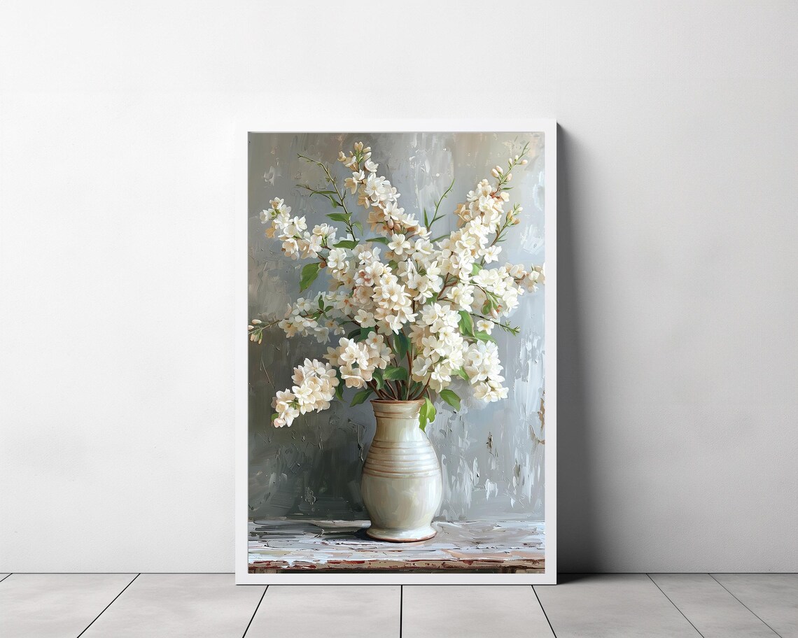 Muted Floral Spring Flowers in Vintage Vase Art Print - Image 3