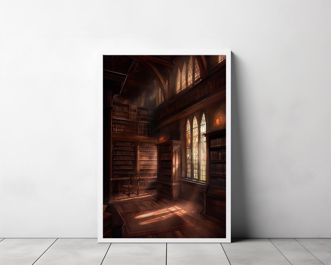 Gothic Library Print Vintage Poster Art Poster Print Dark Academia Reading Gifts Gothic Victorian - Image 3