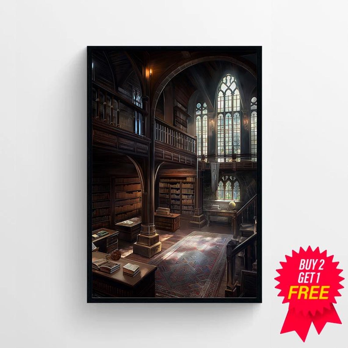 Gothic Library Print Vintage Poster Art Poster Print Dark Academia Reading Gifts Gothic Victorian - Image 4