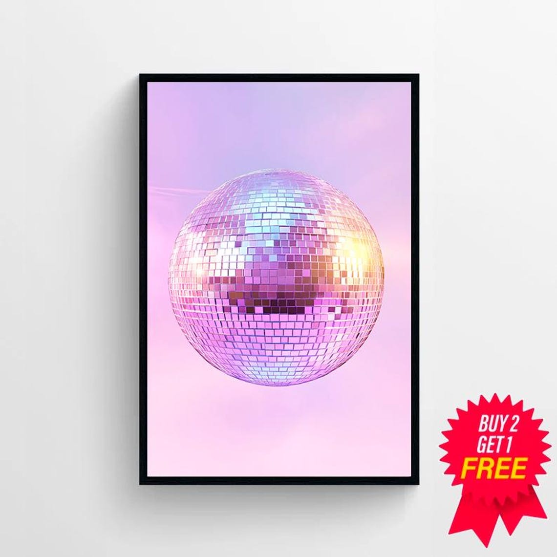 Iridescent Disco Ball on a Lavender Pastel Background Poster - Image 4