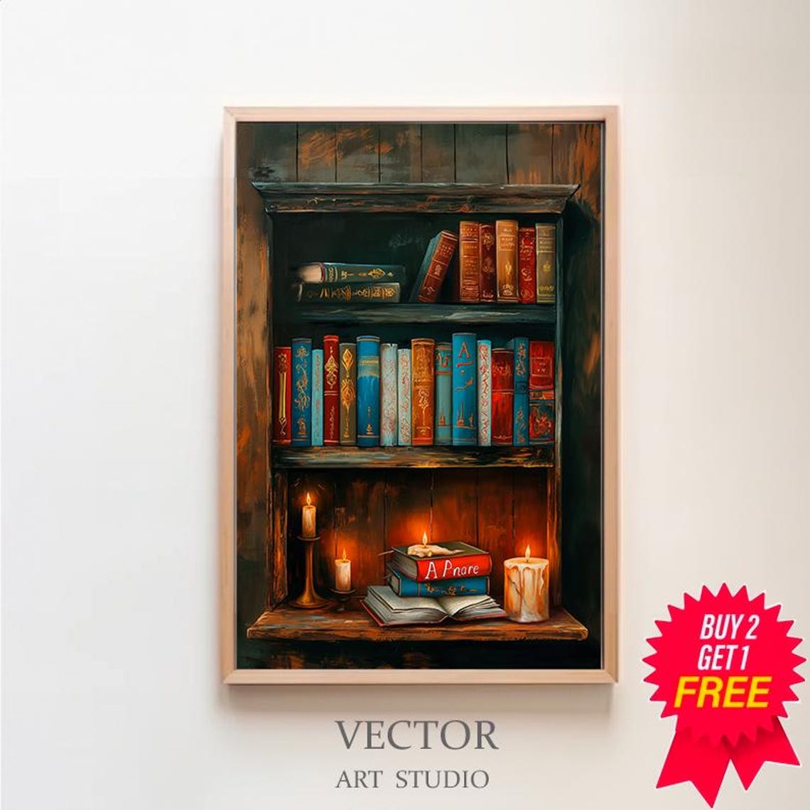 Victorian Book Shelf Vintage Poster Art Poster Print Dark Academia Reading Gifts Gothic Victorian