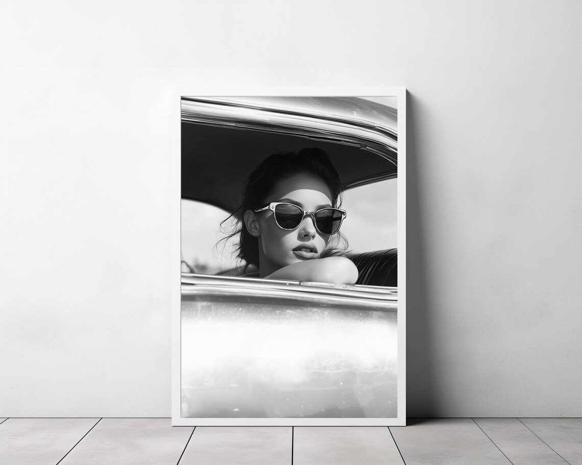 Black And White Fashion Print Feminist Poster Classic Car Print Retro Wall Art Luxury Wall Decor Teen Girl Room Decor - Image 3