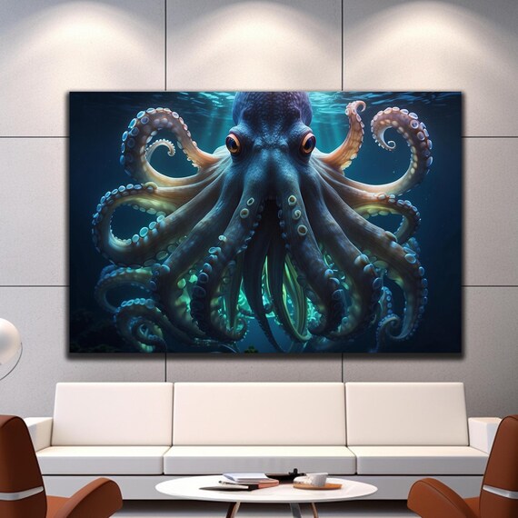 Magical Octopus Glass Art Octopus Wall Art Tempered Glass Wall Art Glass Printing Large Wall Art Octopus Wall Decor Art Wall Hangings