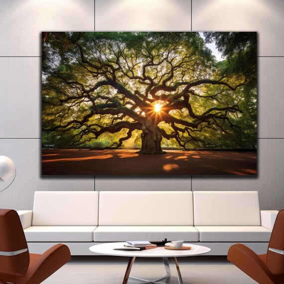 Angel Oak Tree Tempered Glass Print Wall Art Glass Printing South Carolina Historic Oak Tree Wall Decor Angel Oak Tree Wall Decor Tree Art