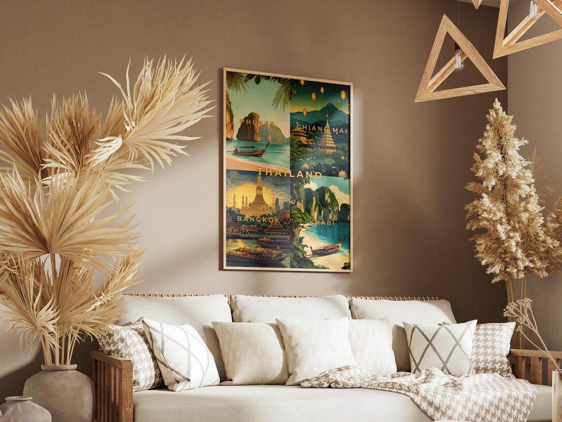 Thailand Phuket Chiang Mai Bangkok Krabi Travel Collage Poster - Image 3