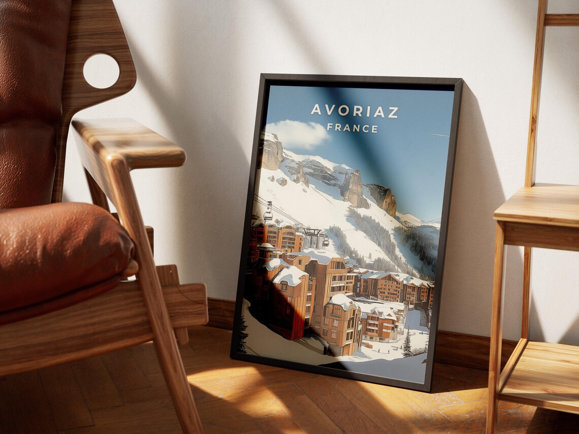 Avoriaz France Winter Ski Resort Village Snowy Alps Travel Poster - Image 4