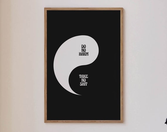 Do No Harm Take No Shit Zen Wall Art, Retro