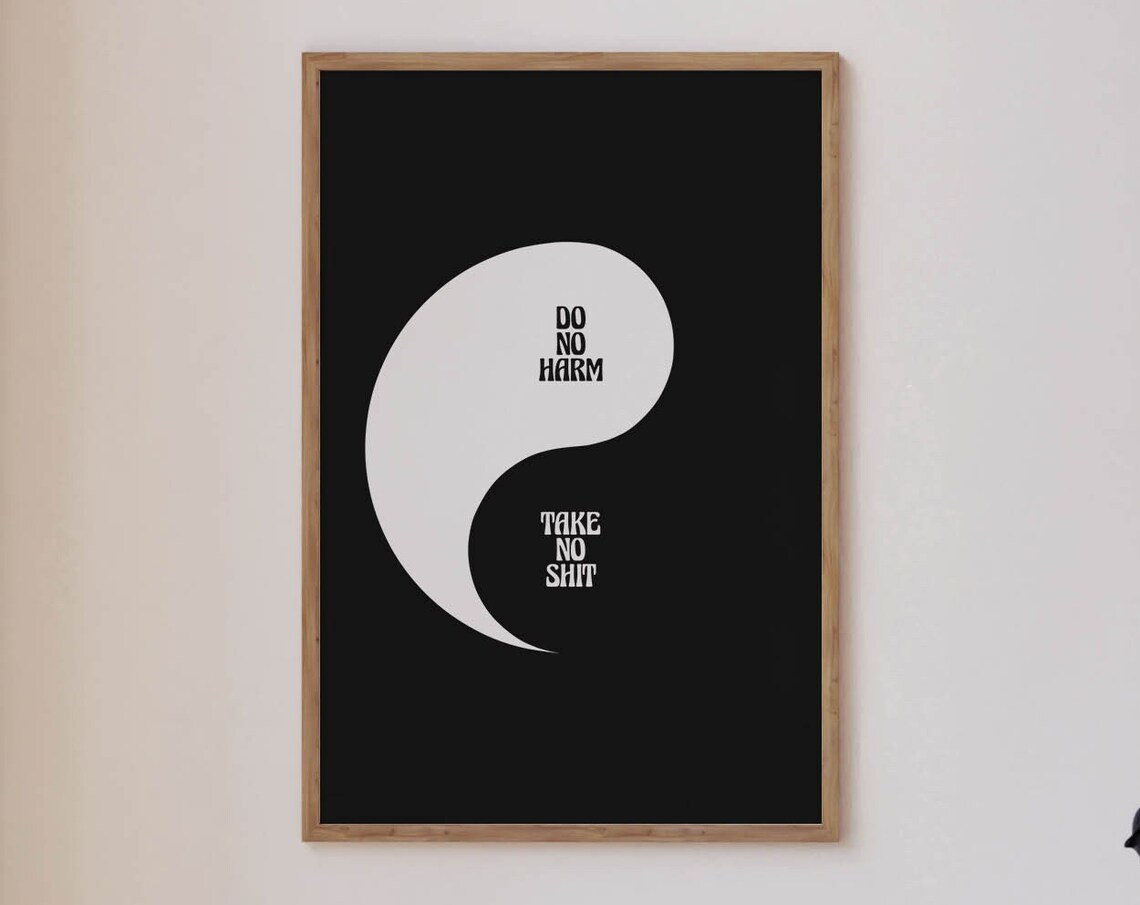 Do No Harm Take No Shit Zen Wall Art, Retro