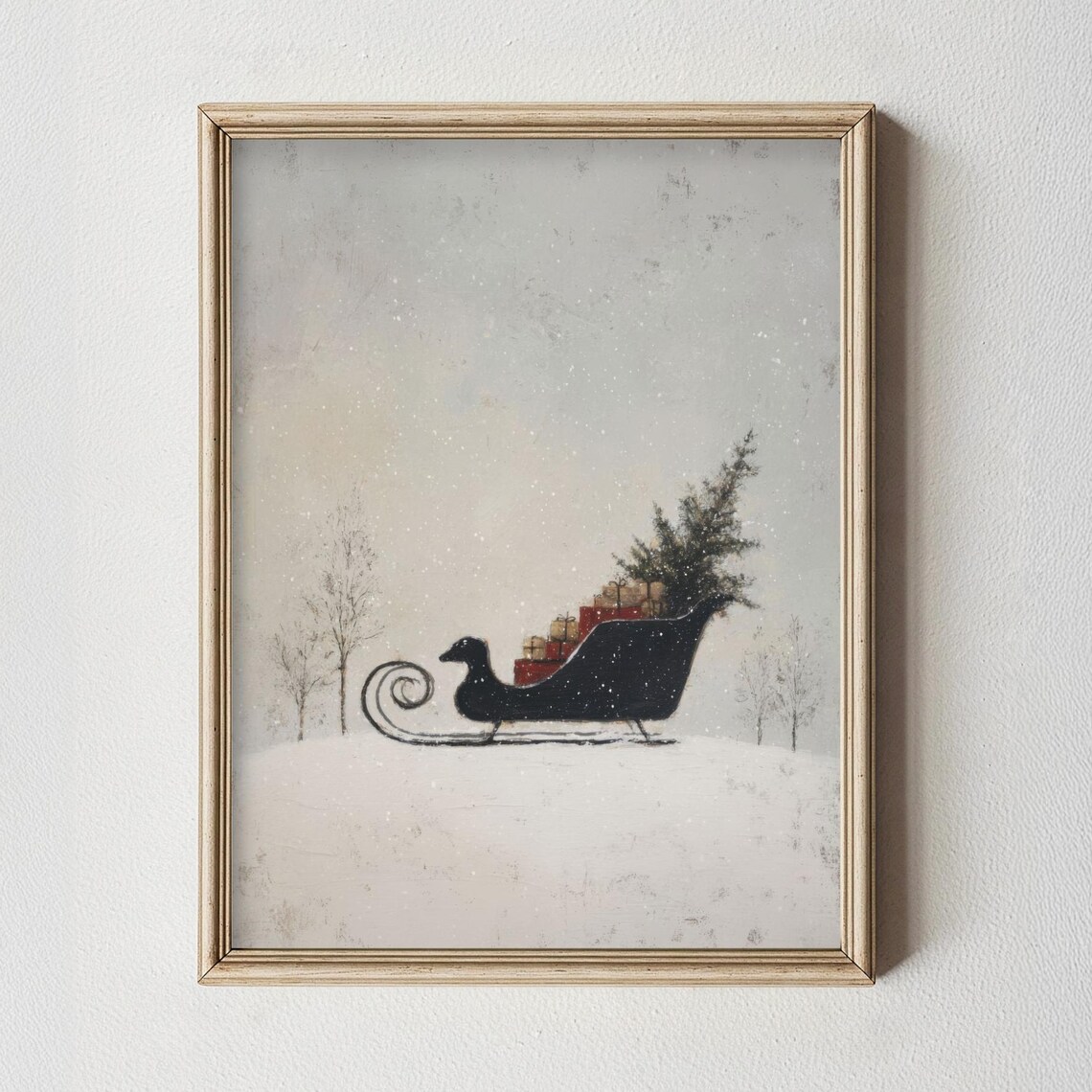 Rustic Christmas Sleigh Vintage Holiday Poster