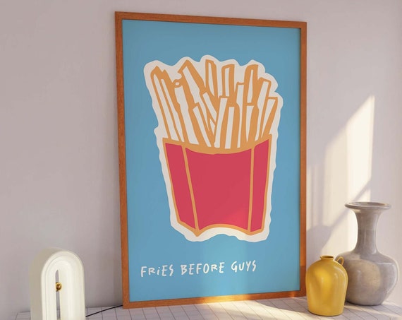 Fee Me And Tell Me Im Pretty Print Art Blue And Pink Kitchen Decor Foodie Art Poster Cute Trendy Wall Art