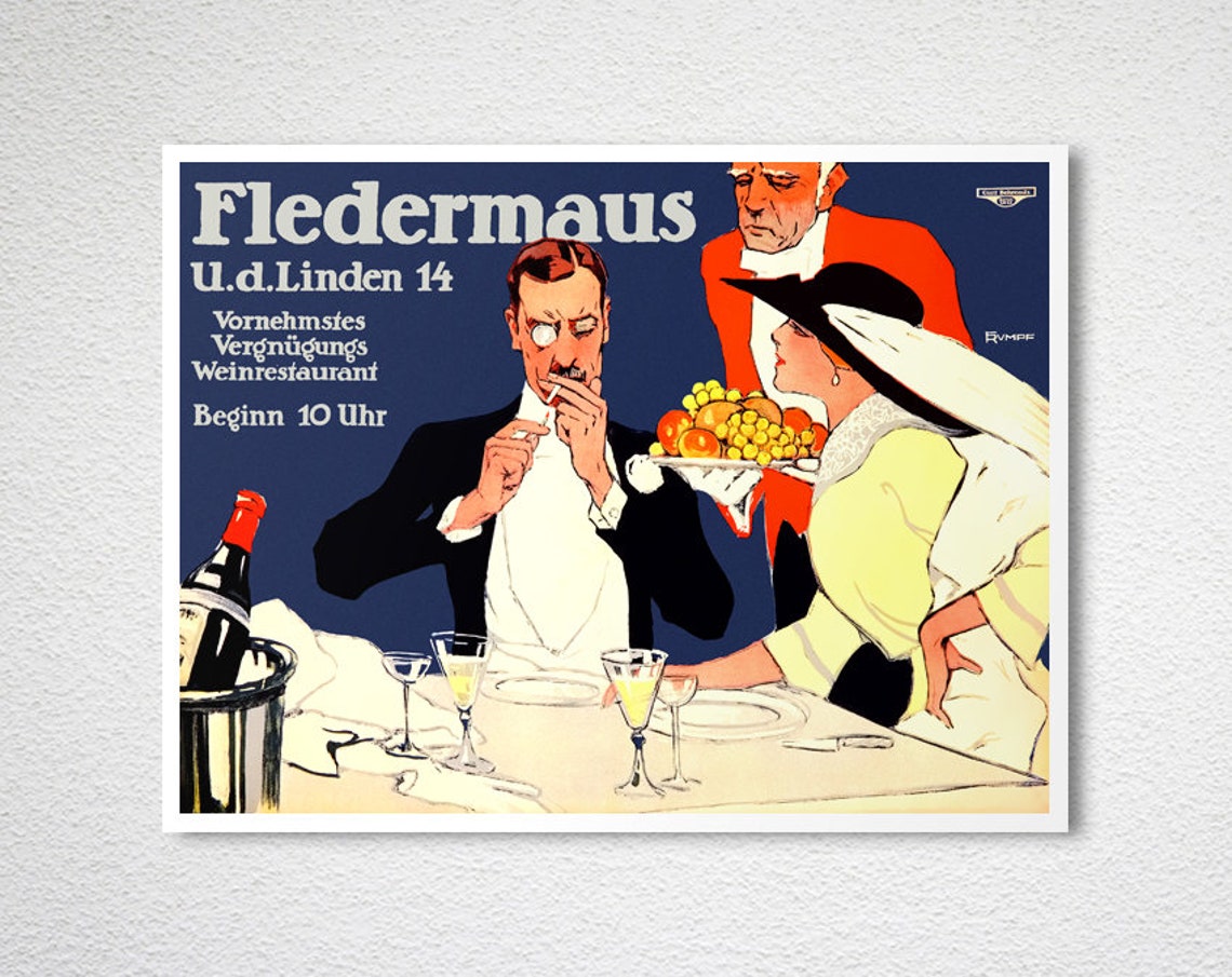 Fledermaus Berlin Weinrestaurant Vintage German Cabaret Dining Poster - Image 2