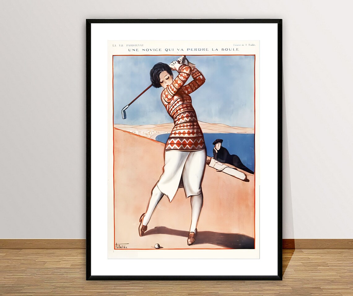 La Vie Parisienne Lady Golfer Art Deco French Vintage Sports Poster
