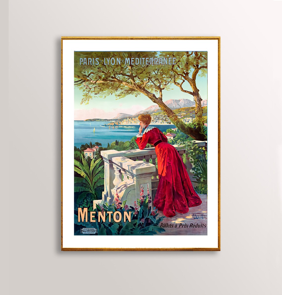 Menton France Vintage Travel Poster, European Travel Art