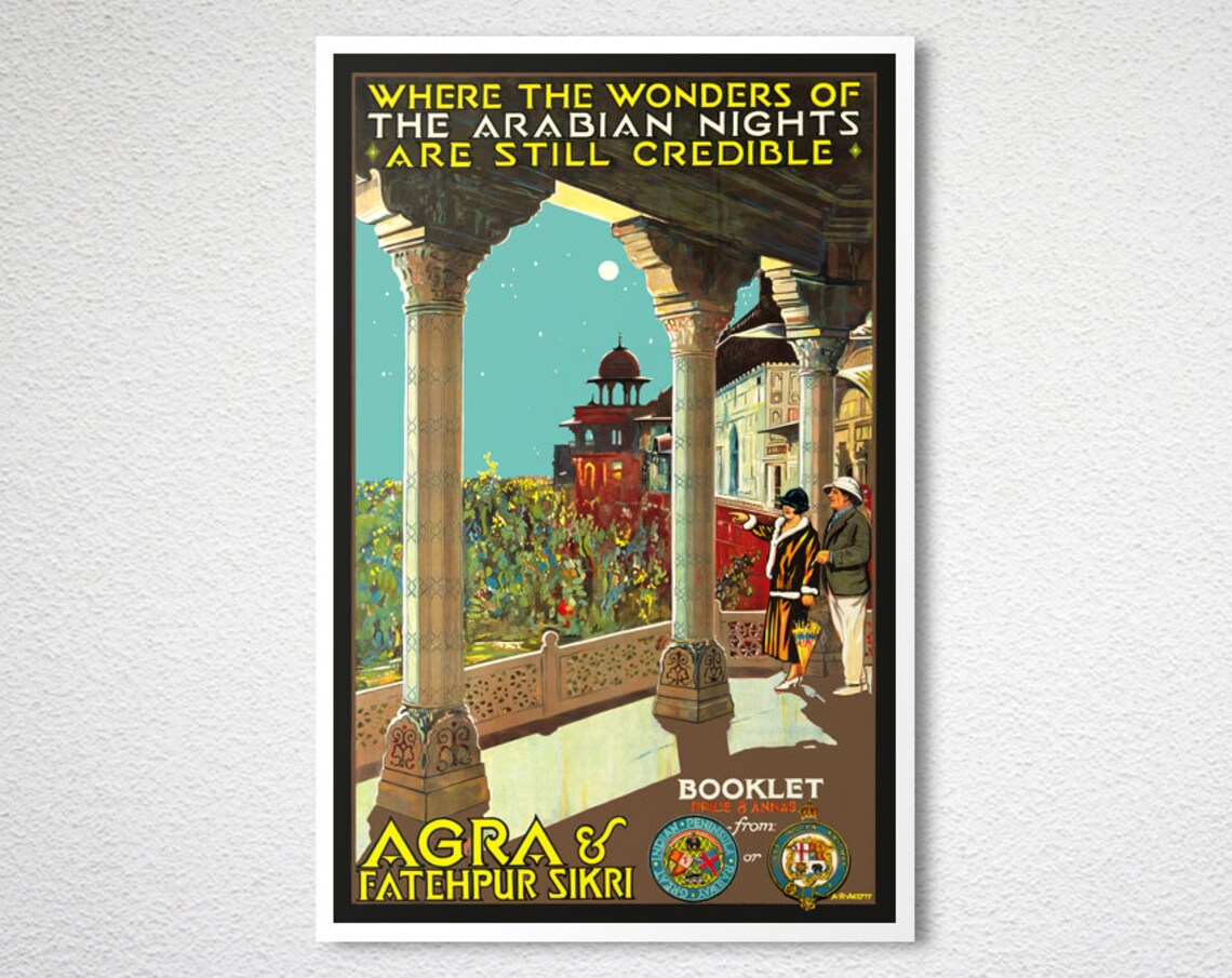 Agra and Fatehpur Sikri Vintage Travel Poster - Image 2