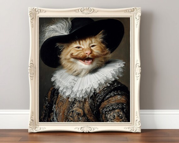 Laughing Cavalier Ginger Cat Portrait Baroque Funny Masterpiece Poster