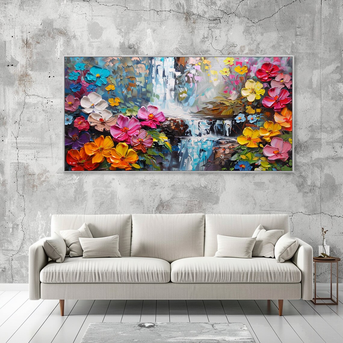 Waterfall Landscape Oil Painting, Boho Wall Art Print - Image 2