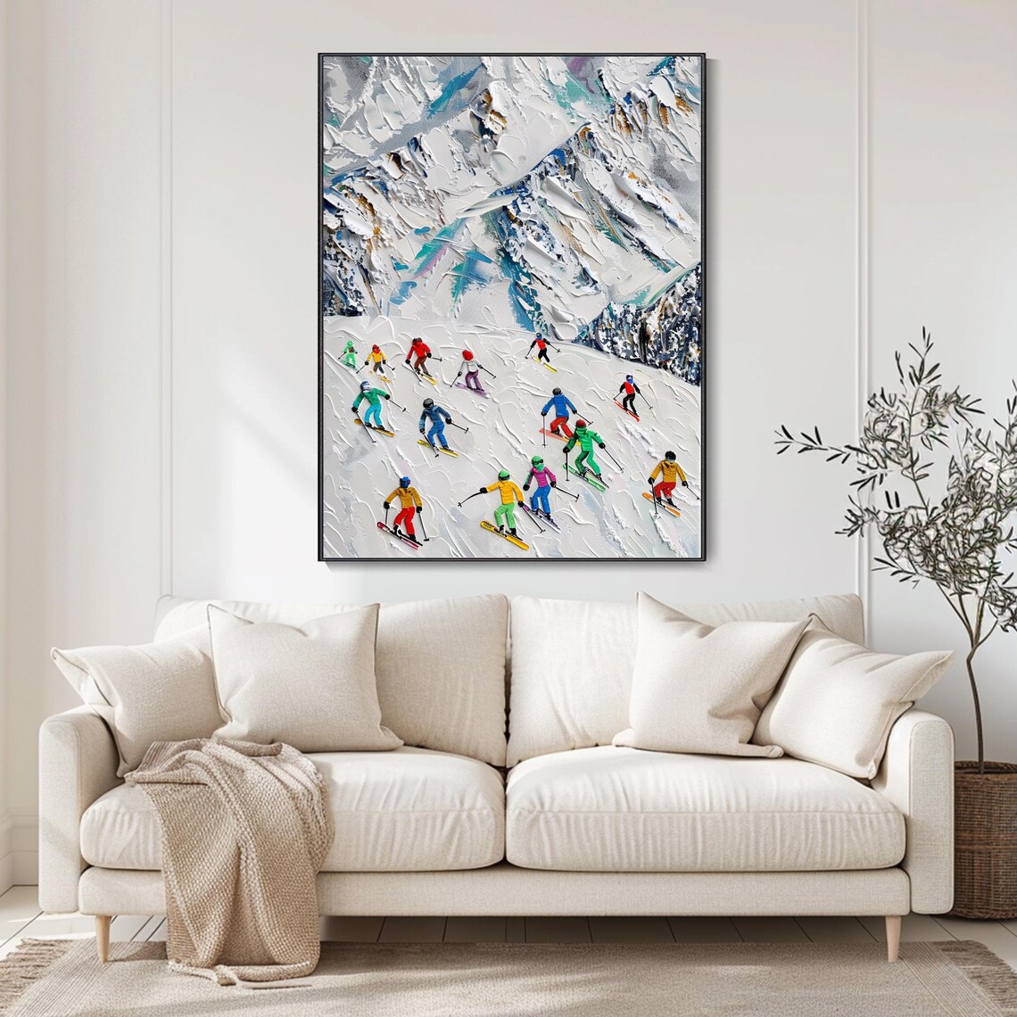 Group of Colorful Skiers Racing Down Snowy Mountain Sports Poster - Image 4