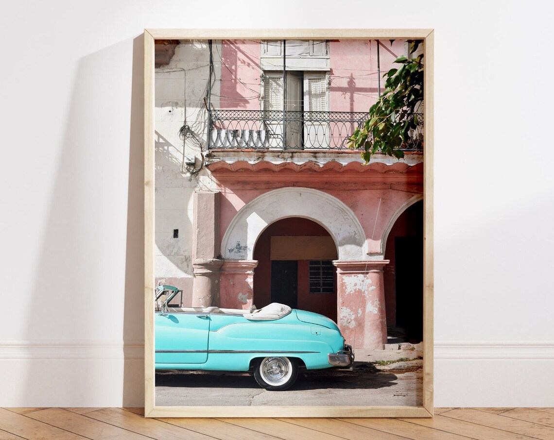 Havana Cuba Vintage Convertible Classic Car Street Photo Poster